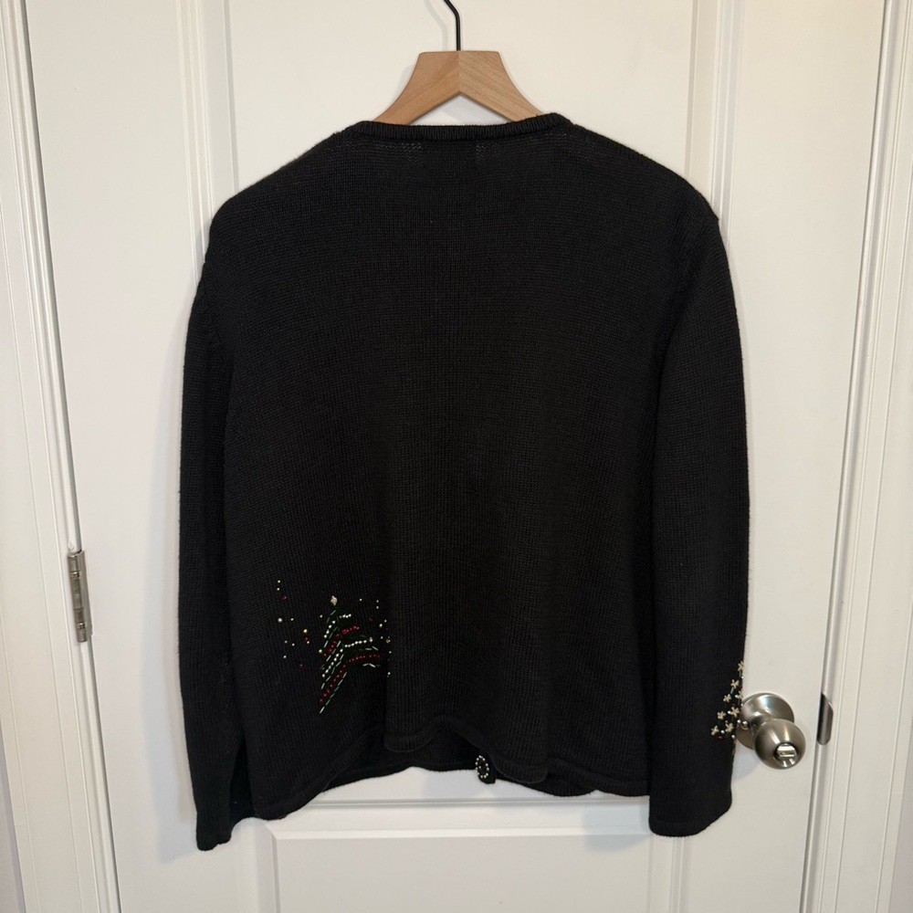 Studio Joy Christmas Cardigan Sweater Women's Size Large Vintage Hand Grandma - Picture 6 of 7